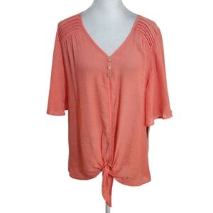Parallel Skies Coral Pink Blouse Size Large NWT